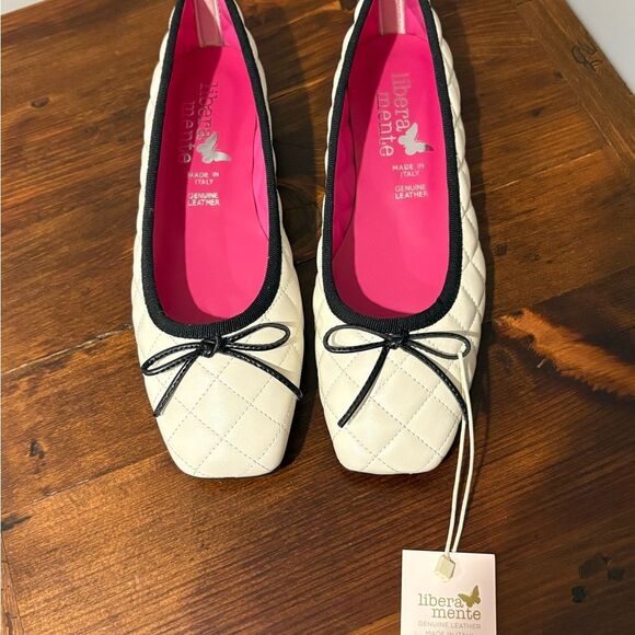 NWT Libera Mente Genuine Leather Made in Italy Quilted Ballet Flat Shoes Size 7 - Picture 2 of 9